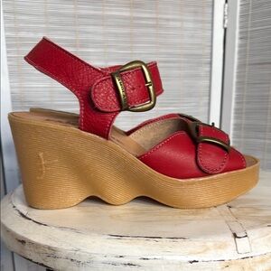 Famolare Double Vision New red wedge sandals